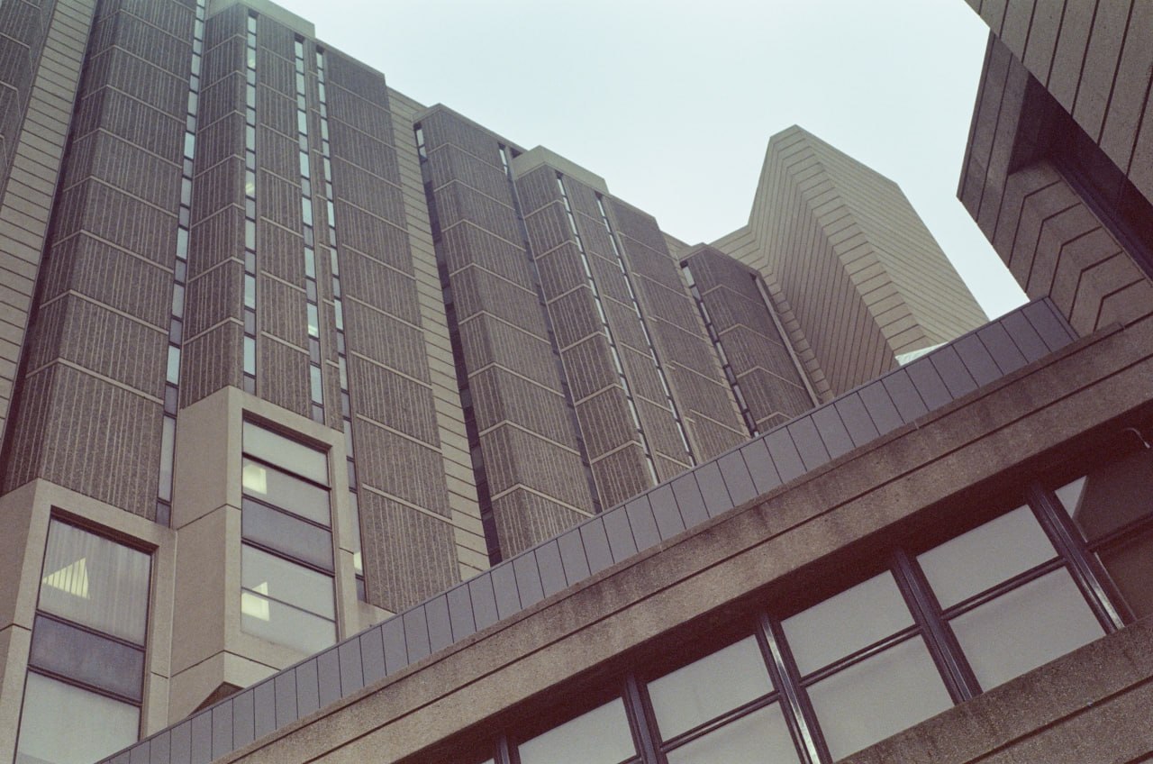 Brutalist concrete facade